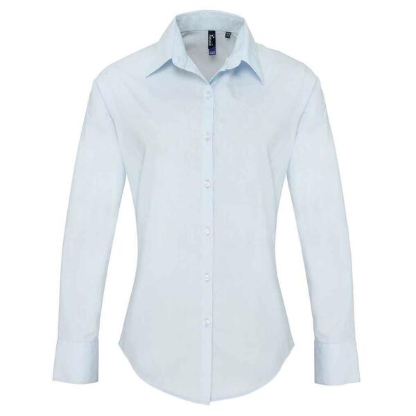 Ladies Supreme Long Sleeve Poplin Shirt, Light Blue, 22, Premier