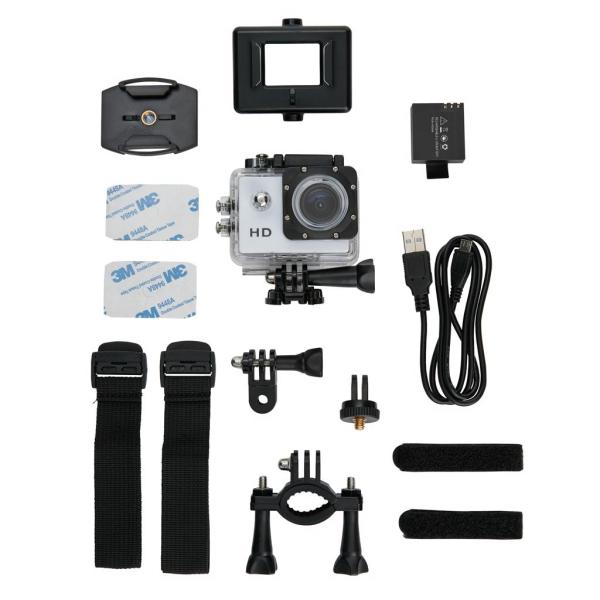 Action camera inc 11 accessories, white
