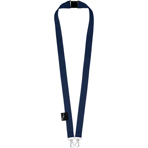 Adam recycled PET lanyard with two hooks - Navy