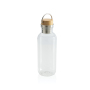 GRS RPET bottle with bamboo lid and handle, transparent