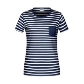 Ladies' T-Shirt Striped - navy/white - XXL