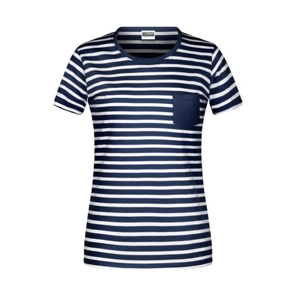 Ladies' T-Shirt Striped - navy/white - XXL