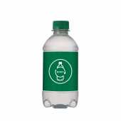 bronwater in 100% gereycleerd plastic (RPET) flesje 330ml met draaidop donkergroen PMS7733