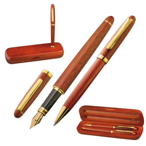 Luxe houten pennenset balpen en vulpen