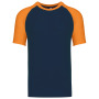 Baseball - Tweekleurig t-shirt Navy / Orange M