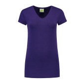 L&S T-shirt V-neck cot/elast SS for her purple L