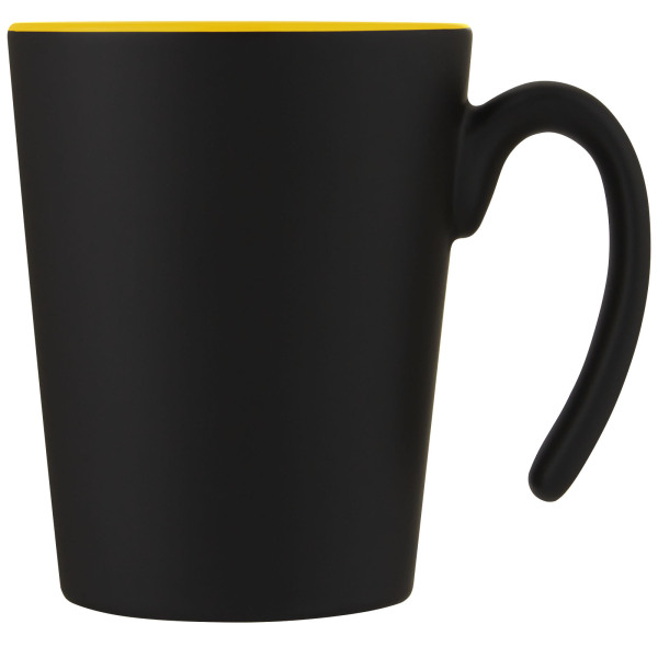 Oli 360 ml ceramic mug with handle - Yellow/Solid black