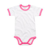 Baby Ringer Bodysuit - White/Bubblegum Pink Organic - 3-6
