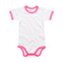 Baby Ringer Bodysuit - White/Bubblegum Pink Organic - 12-18