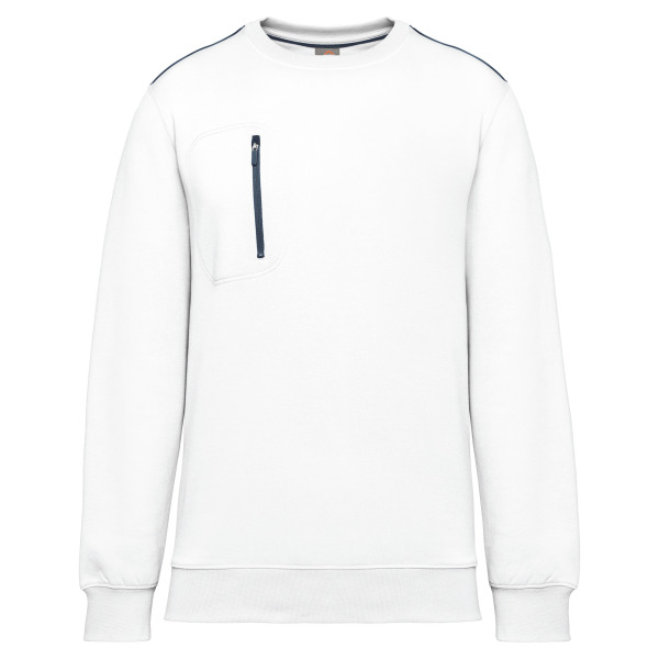 DayToDay unisex sweater met zip contrasterende zak White / Navy XXL