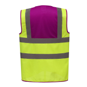 Signalisatievest met 2 Banden & Bretels Raspberry / Hi Vis Yellow M