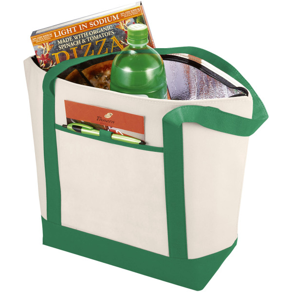Lighthouse non-woven cooler tote 21L - Natural/Green