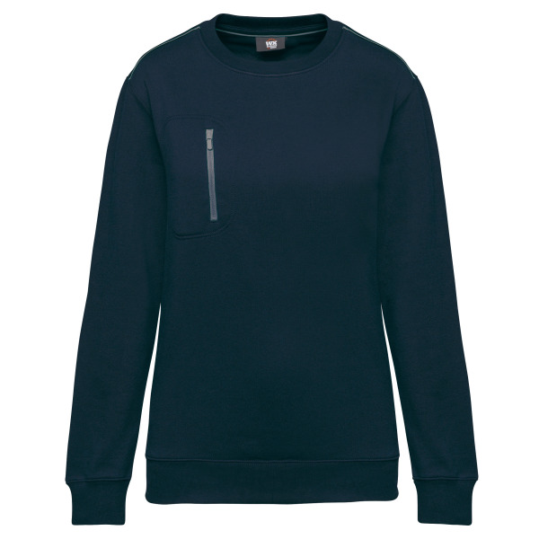 DayToDay unisex sweater met zip contrasterende zak Navy / Silver 3XL