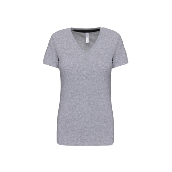 Dames T-shirt V-hals Korte Mouwen Oxford Grey 3XL