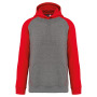 Kinder multisport-joggingbroek tweekleurige sweater met capuchon Grey Heather / Sporty Red 12/14 ans