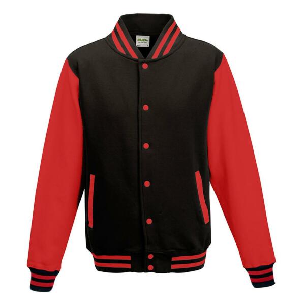 AWDis Varsity Jacket, Jet Black/Fire Red, L, Just Hoods