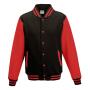 AWDis Varsity Jacket, Jet Black/Fire Red, 3XL, Just Hoods