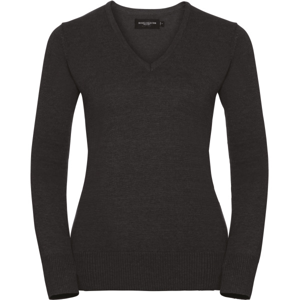 Ladies' V-neck Knitted Pullover Charcoal Marl XL