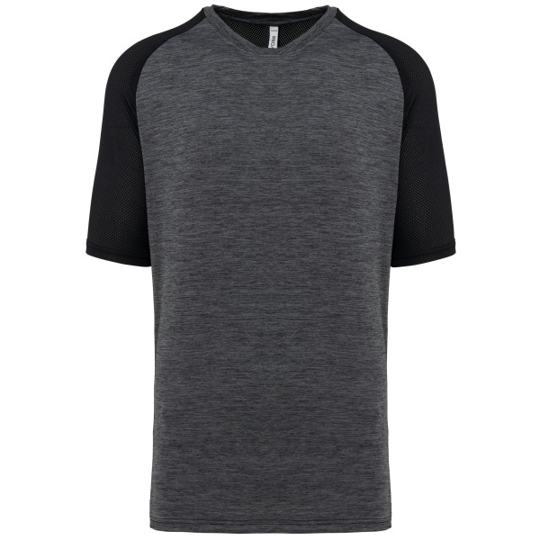 Tweekleurig padel-T-shirt met raglanmouwen voor heren Black / Marl Dark Grey S