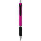 Turbo balpen in effen kleur met rubberen grip - Magenta/Zwart