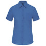 Overhemd in onderhoudsvriendelijk polykatoen-popeline korte mouwen dames Cobalt Blue S