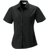 Ladies' Ss Pure Cotton Easy Care Poplin Shirt Black S