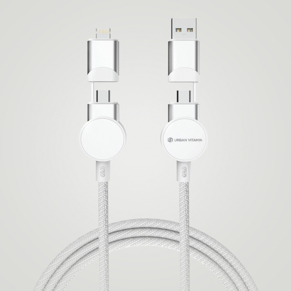 Oakland RCS recycled plastic 6-in-1 fast charging 45W cable, white