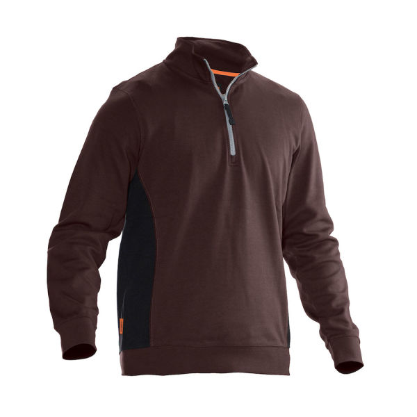 Jobman 5401 Halfzip sweatshirt bruin/zwart xs