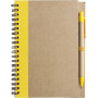 Draadgebonden notitieboekje met balpen geel