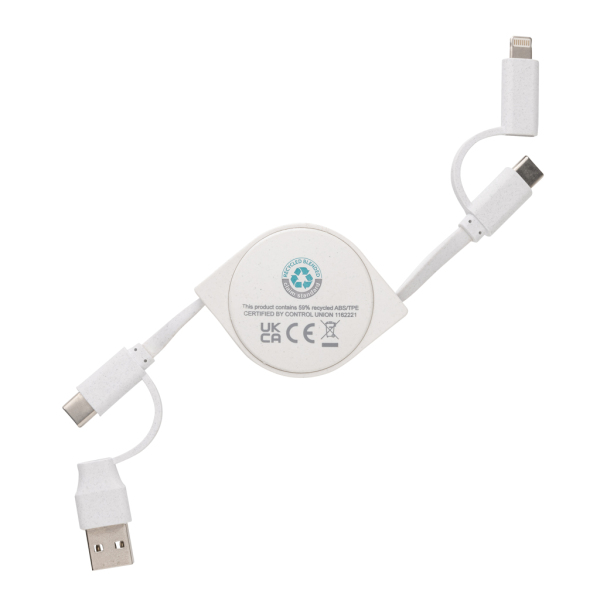 RCS standaard recycled plastic and TPE 6-in-1 kabel, wit