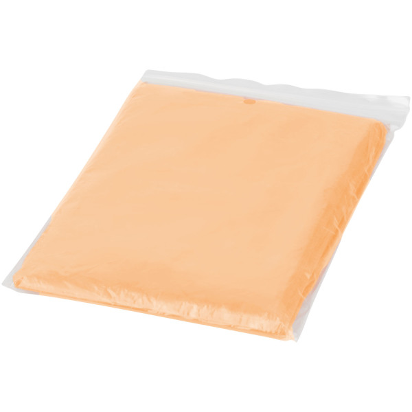 Ziva wegwerp regenponcho met opbergtasje - Oranje