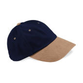 Low Profile Heavy Brushed Cotton Cap - French Navy/Taupe - One Size