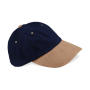 Low Profile Heavy Brushed Cotton Cap - French Navy/Taupe - One Size