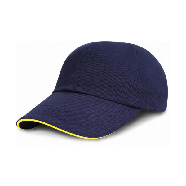 Brushed Cotton Sandwich Cap - Navy/Yellow - One Size
