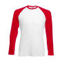 Valueweight Long Sleeve Baseball T - White/Red - XL