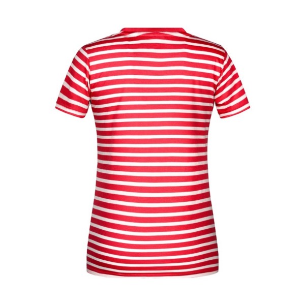 8027 Ladies' T-Shirt Striped rood/wit S