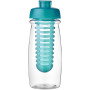 H2O Active® Pulse 600 ml sportfles en infuser met flipcapdeksel - Transparant/Aqua blauw