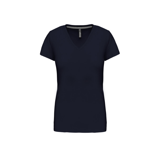 Dames T-shirt V-hals Korte Mouwen Navy XL