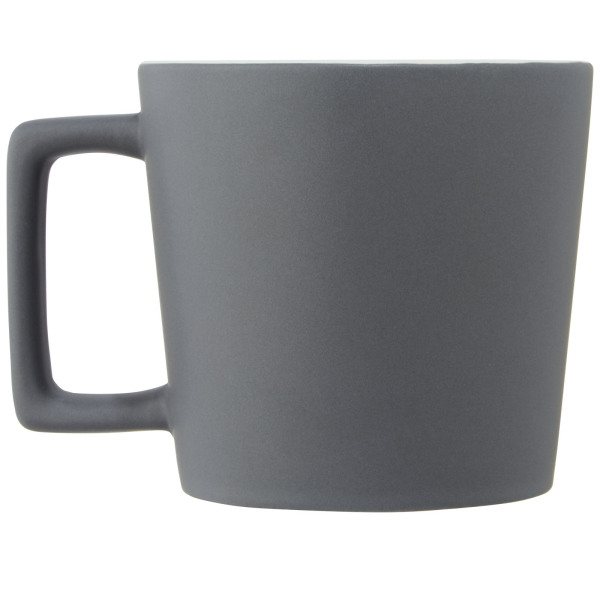 Cali 370 ml ceramic mug with matt finish - White/Matted Grey