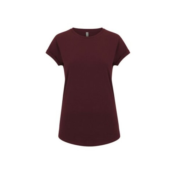 WOMEN'S ROLLED SLEEVE RECYCLED  T Burgundy XL