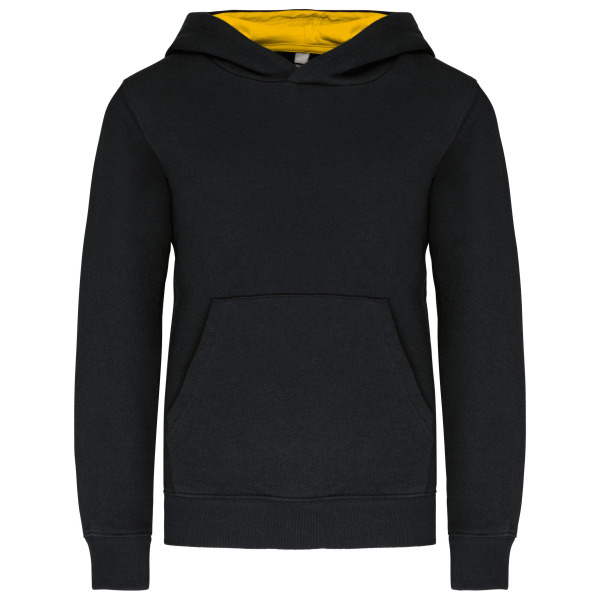 Kinder hooded sweater met gecontrasteerde capuchon Black / Yellow 8/10 ans