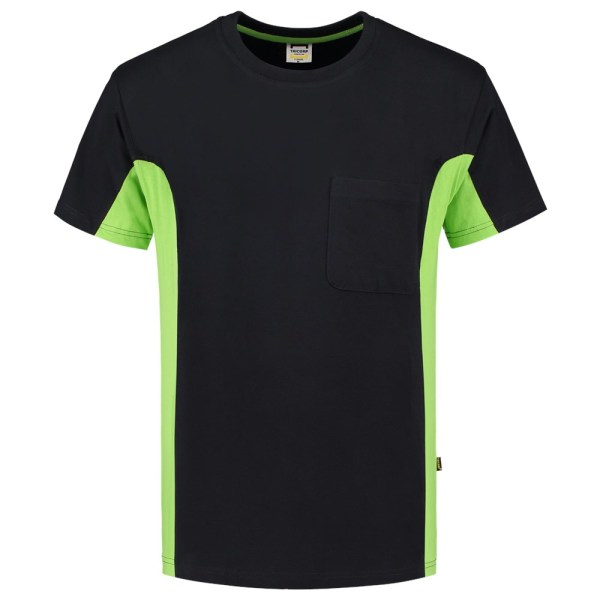 T-shirt Bicolor Borstzak 102002 Black-Lime 4XL