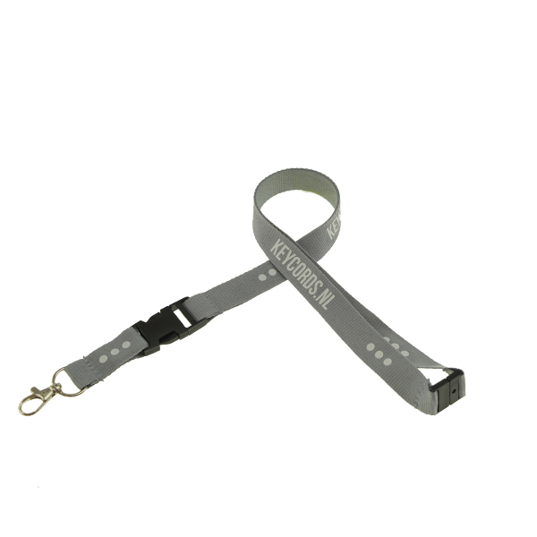 Keycord met buckle en safety clip - grijs