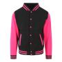 AWDis Varsity Jacket, Jet Black/Hot Pink, L, Just Hoods