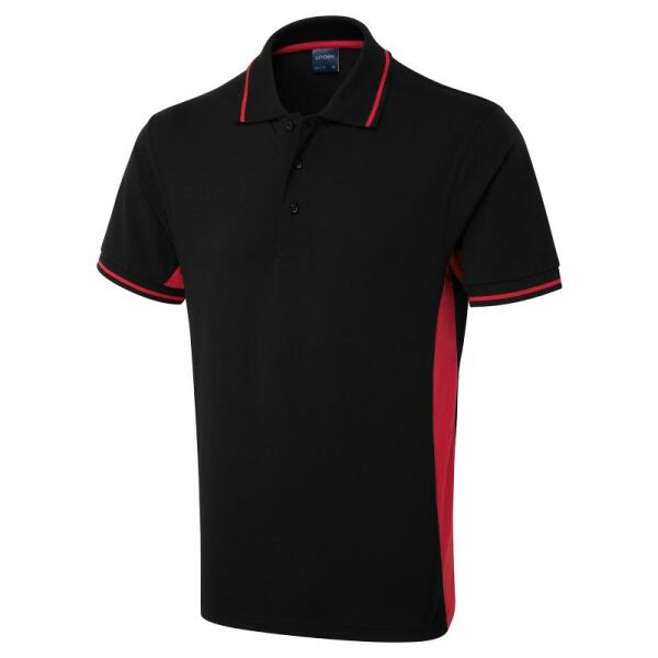 Two Tone Polo Shirt - 2XL - Black/Red