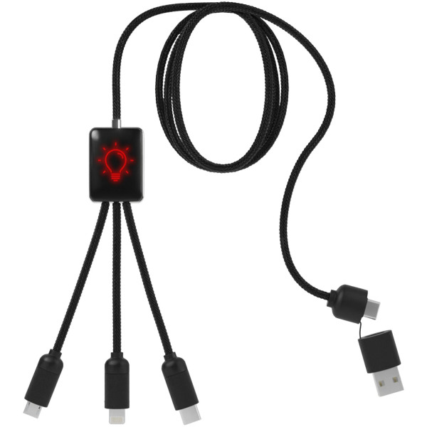 SCX.design C28 5-in-1 extended charging cable - Red/Solid black