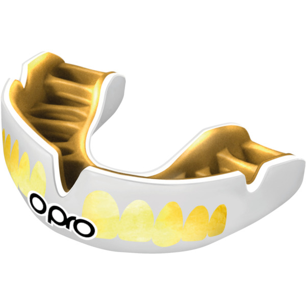Power-Fit Bling Teeth Mouthguard White / Gold One Size