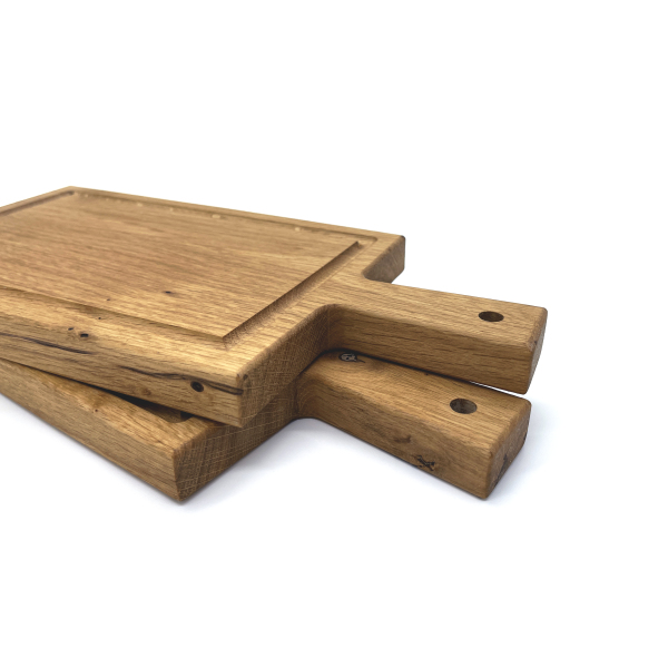 Plank met handvat massief eiken 33x16 cm