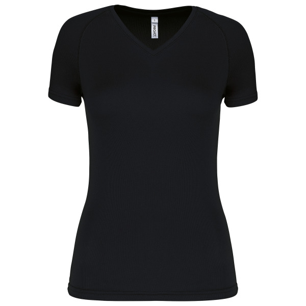 Dames sport-t-shirt V-hals Black XXL