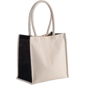 Shopper van katoen/jute - 17 L Natural / Black One Size